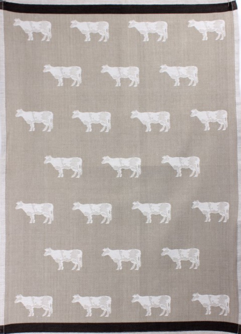 Tea Towel jacquard weave 'cow' Code:TT-JAC/COW/LINEN image 0